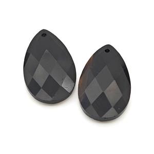 Natural Black Obsidian Teardrop Pendant Faceted, approx 18-30mm