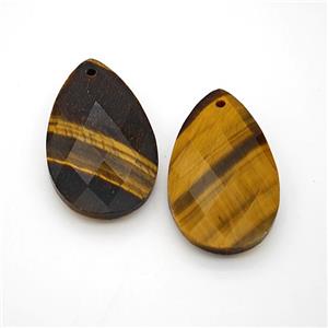 Natural Tiger Eye Stone Teardrop Pendant Faceted, approx 18-30mm