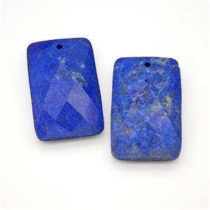 Natural Blue Lapis Lazuli Rectangle Pendant Faceted, approx 18-30mm