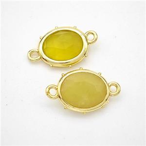 Lemon Jade Oval Connector Gold Plated, approx 10-12mm