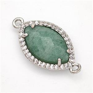 Green Strawberry Quartz Eye Connector Copper Pave Zirconia Platinum Plated, approx 14-20mm