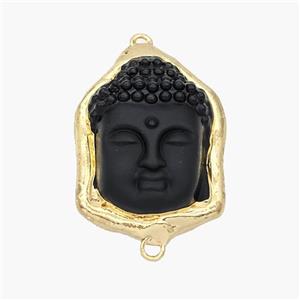 Black Obsidian Buddha Connector Gold Plated, approx 30-40mm