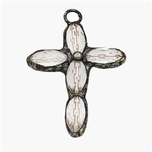 Crystal Glass Cross Pendant Antique Red, approx 45-60mm