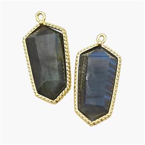 Natural Labradorite Prism Pendant Gold Plated, approx 12-14-25mm