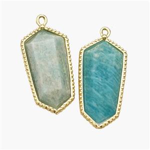 Natural Green Amazonite Prism Pendant Gold Plated, approx 12-14-25mm