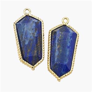 Natural Blue Lapis Lazuli Prism Pendant Gold Plated, approx 12-14-25mm