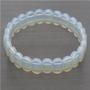 white Opalite Bracelets, stretchy, approx 8x14mm, 58mm dia