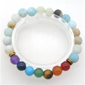 Chakra Bracelets with amazonite, stretchy, approx 8mm dia