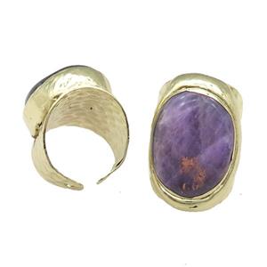 Copper Ring With Amethyst Gold Plated, approx 18-23mm, 20-30mm, 18mm dia