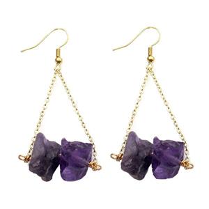 Purple Amethyst Hook Earring Gold Plated, approx 10-14mm