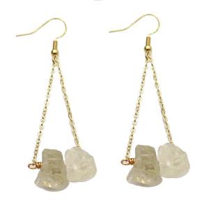 Lemon Quartz Hook Earring Gold Plated, approx 10-14mm