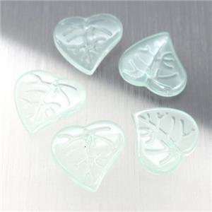 lt.green jadeite glass leaf beads, approx 15mm