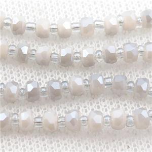 Jadeite Glass Beads, faceted rondelle, approx 4mm, 62cm length