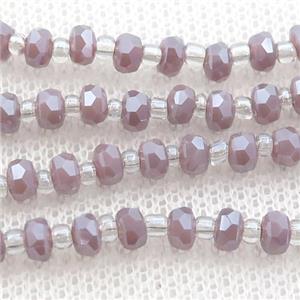 purple Jadeite Glass Beads, faceted rondelle, approx 4mm, 62cm length