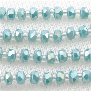 blue Jadeite Glass Beads, faceted rondelle, approx 4mm, 62cm length