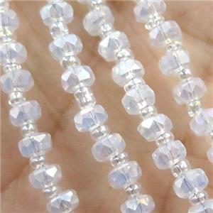 Crystal Glass Beads, faceted rondelle, approx 4mm, 62cm length