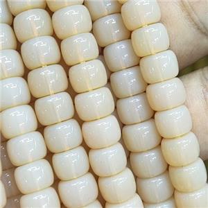 peach Jadeite Glass beads, barrel, approx 8mm