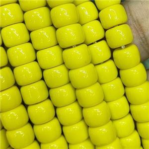 yellow Jadeite Glass beads, barrel, approx 8mm