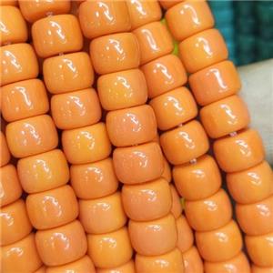 orange Jadeite Glass beads, barrel, approx 8mm