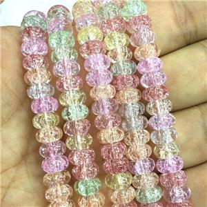 Crackle Glass rondelle beads, mixed color, approx 5x8mm