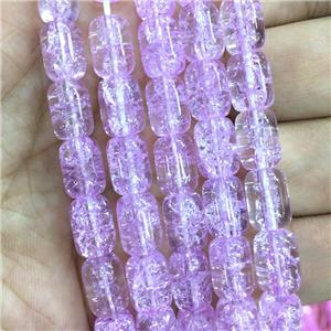 lt.lavender Crackle Crystal Glass barrel beads, approx 8x11mm