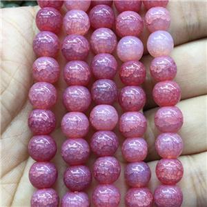 pink Crackle Glass round Beads, approx 12mm dia