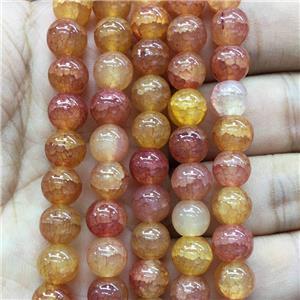 orange Crackle Glass round Beads, approx 12mm dia