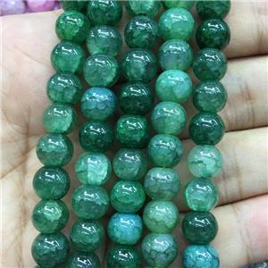 green Crackle Glass round Beads, approx 8mm dia