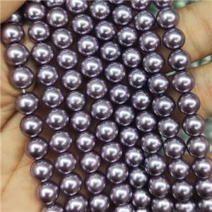 darkgray Pearlized Glass Beads, round, approx 6mm dia, 70pcs per st