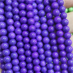 lavender fire Lacquered Glass Beads, round, approx 6mm dia, 70pcs per st