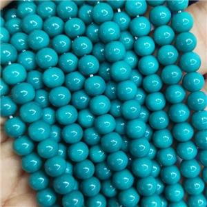 teal fire Lacquered Glass Beads, round, approx 8mm dia, 52pcs per st