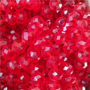 Red Chinese Crystal Glass Beads Faceted Rondelle, approx 8mm, 66pcs per st