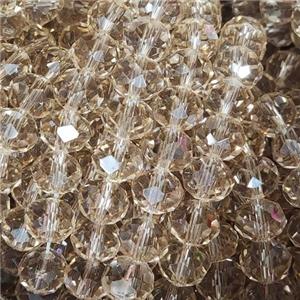 Champagne Chinese Crystal Glass Beads Faceted Rondelle, approx 8mm, 66pcs per st