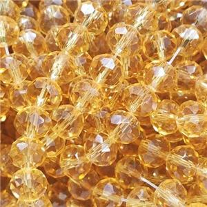 Gold Champagne Chinese Crystal Glass Beads Faceted Rondelle, approx 8mm, 66pcs per st