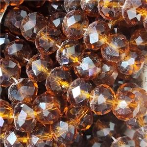 Deep AmberGold Chinese Crystal Glass Beads Faceted Rondelle, approx 8mm, 66pcs per st