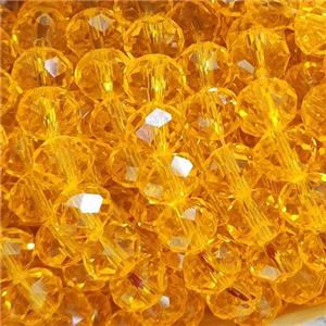 Gold Chinese Crystal Glass Beads Faceted Rondelle, approx 8mm, 66pcs per st