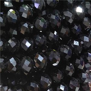 Black Chinese Crystal Glass Beads Faceted Rondelle, approx 8mm, 66pcs per st