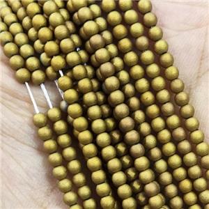 Golden Glass Seed Beads Round Matte, approx 2.7mm