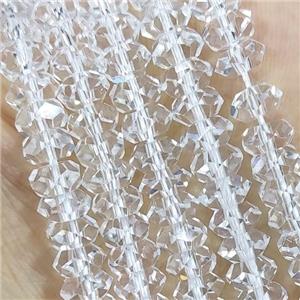 Clear Crystal Glass Beads Faceted Rondelle, approx 4x7mm