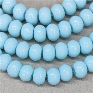 Aqua Jadeite Glass Rondelle Beads, approx 10mm, 50pcs per st