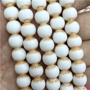 White Jadeite Glass Beads Smooth Round, approx 4mm dia