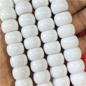 White Resin Rondelle Beads Smooth, approx 12-17mm