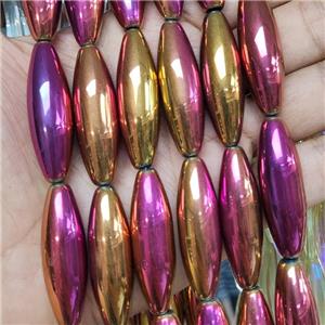 Purple Crystal Glass Rice Beads, approx 12-40mm