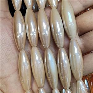 Cream Crystal Glass Rice Beads, approx 12-40mm