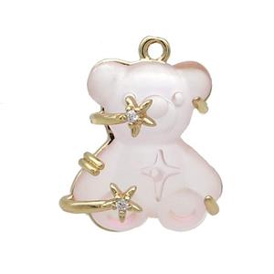 Lt.pink Resin Bear Pendant, approx 15-20mm