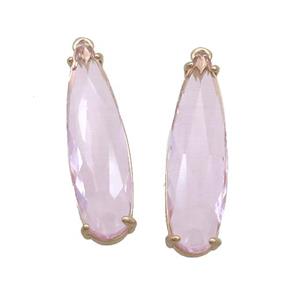 Pink Crystal Glass Teardrop Pendant, approx 8-30mm