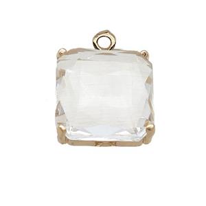 Clear Crystal Glass Square Pendant , approx 17x17mm