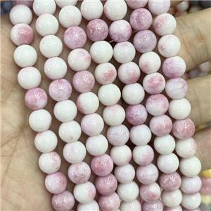 Ceramic Glass Beads Smooth Round Pink, approx 8mm dia