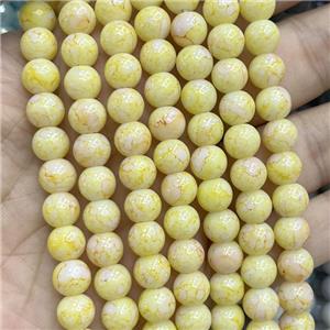 Yellow Glass Beads Smooth Round, approx 8mm dia