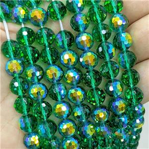 Green Chinese Crystal Glass Beads Electroplated Faceted Round, approx 6mm